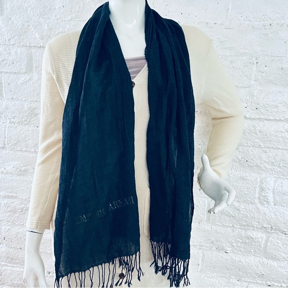 Emporio Armani laine Unisex scarf dark gray - Picture 5 of 7